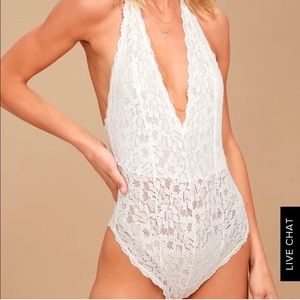 NWT free people white lace bodysuit